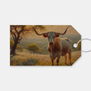 Vår Texas longhorn ko Presentetikett