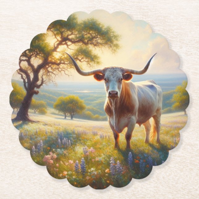 Vår Texas longhorn ko Underlägg Papper (Framsida)