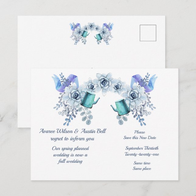 Vår till höst bröllopsuppskjutning meddelande vykort (Fram/baksida)