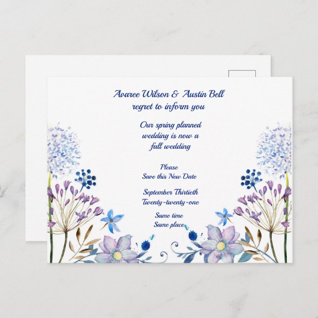 Vår till höst bröllopsutskjutningsmeddelande P Meddelande Vykort (Fram/baksida)