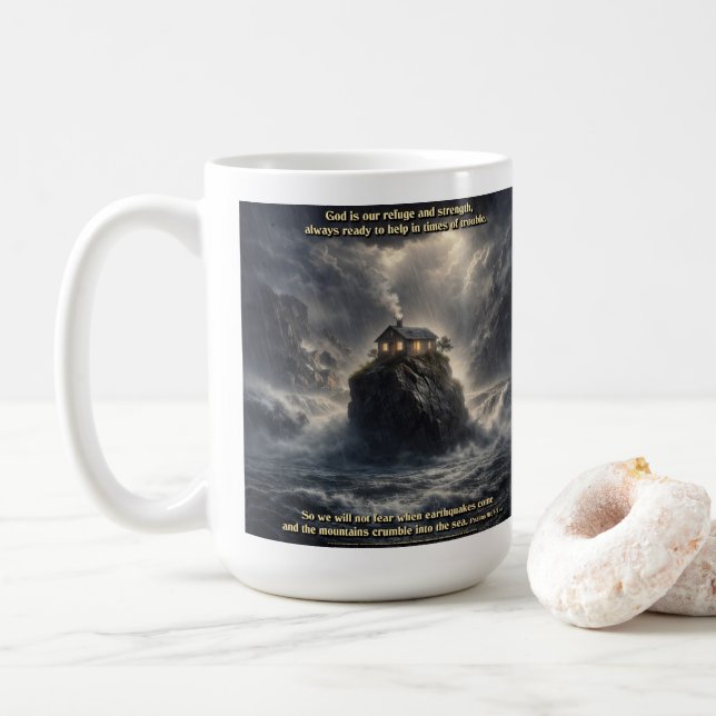 Vår tillflykt & styrka kaffemugg (Med munk)