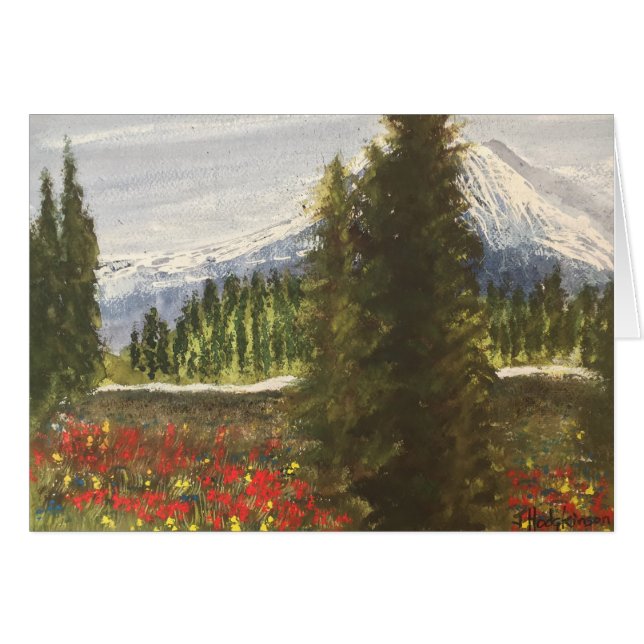 VÅR TIME I DEN ROCKIES VATTENFÄRGEN HÄLSNINGSKORT (Framsidan Horizontal)