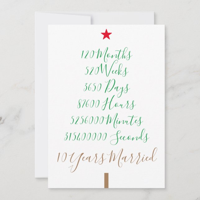 Vår tionde jul 10:e år Gift julafton Julkort (Framsida)