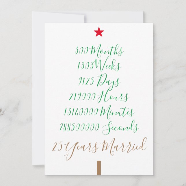 Vår tjugofemte jul 25:e år Gift julafton Julkort (Framsida)