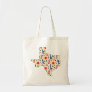 Vår Tote Bag Texas Outline Flowers Mönster Tygkasse