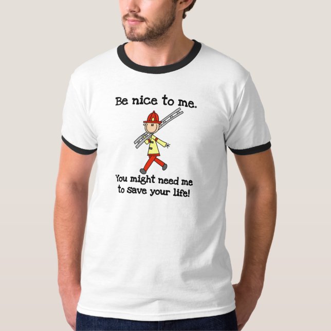 Var trevlig till brandmanTshirts och gåvor Tee (Framsida)
