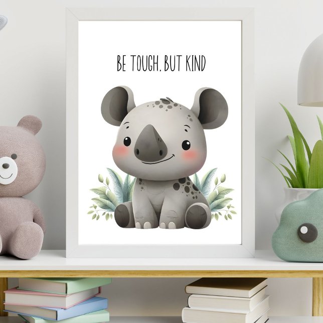 Var Tuff, men snälla - Baby Rhino Nursery Wall Art Poster (Skapare uppladdad)