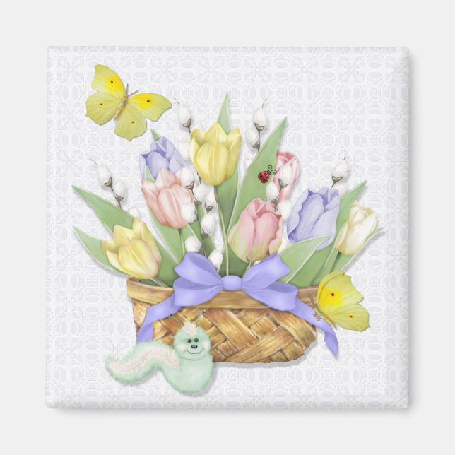 Vår Tulip Basket Magnet (Framsidan)