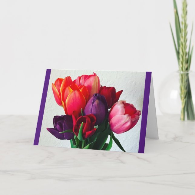 Vår Tulip Bouquet Kort (Framsida)