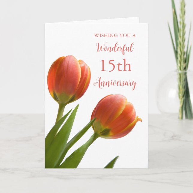 Vår Tulips 15:e Bröllop-årskort Kort (Framsida)