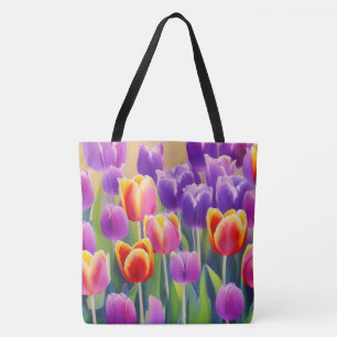 Vår Tulips Blommigt Tote Bag Tygkasse