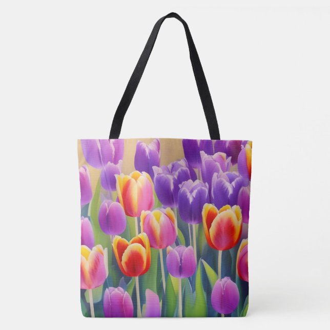 Vår Tulips Blommigt Tote Bag Tygkasse (Framsida)