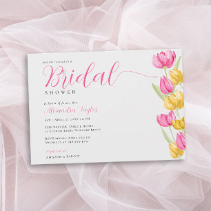 Vår Tulips Boho Chic Shock rosa Möhippa Inbjudningar