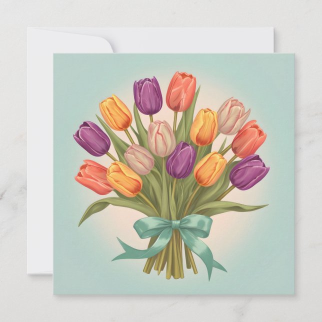 Vår tulips bouquet inbjudningar (Framsida)