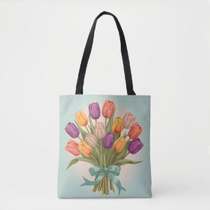 Vår tulips bouquet tygkasse