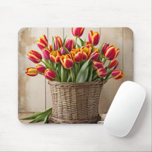 Vår Tulips i Wicker Basket Musmatta