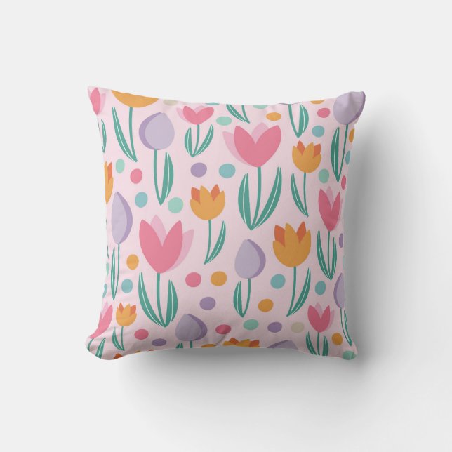 Vår Tulips Mönster Kudde (Framsida)