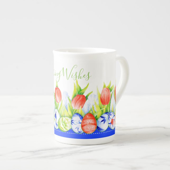 Vår Tulips Påsk Bone China Mugg Benporslin Mugg (Framsida höger)