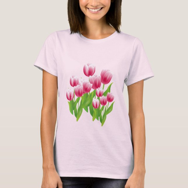 Vår Tulips. Påsk Gift T-Shirts (Framsida)