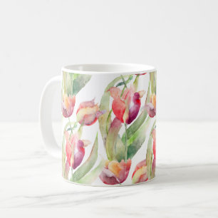 Vår Tulips Watercolor Blommigt Kaffemugg