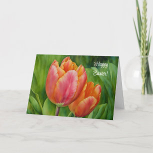 Vår Tulpan Blomma Konst Påskkort Kort