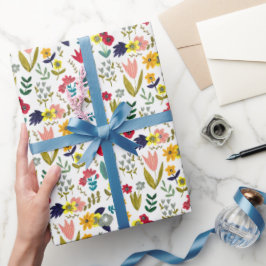 Vår tulpan folkblommor mönster  presentpapper