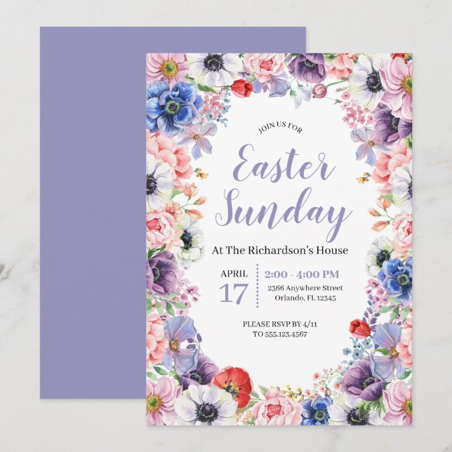 Vår Tulpaner Blommig Påskfirande Inbjudningar (Fram/baksida)