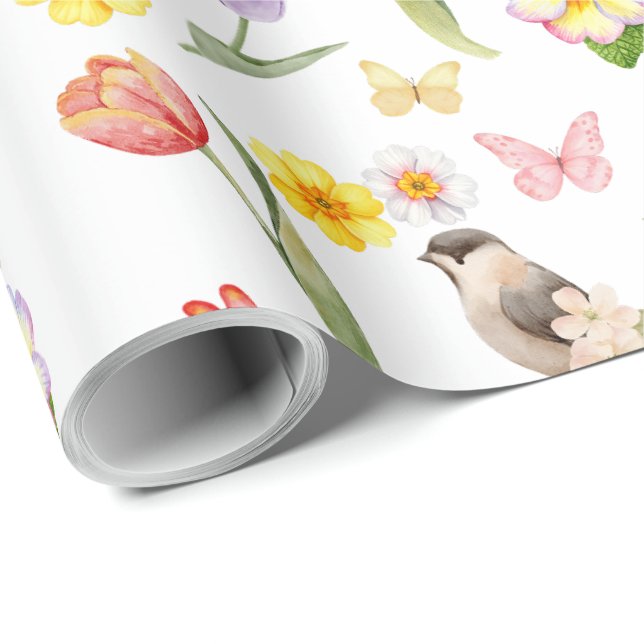 Vår tulpaner blommor decoupage  presentpapper (Rullad Hörn)