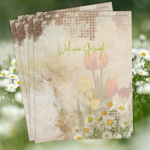 Vår Tulpaner Distressed Scrapbookpapper Brevhuvud