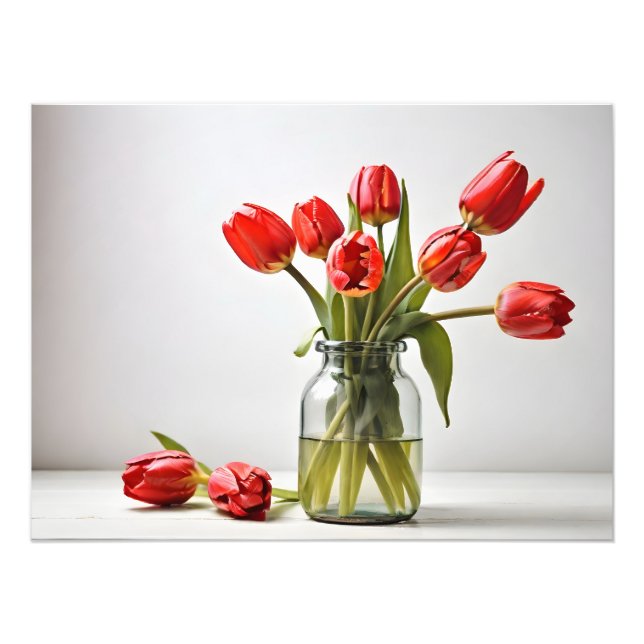 Vår-tulpaner för Valentines day Fototryck (Framsidan)