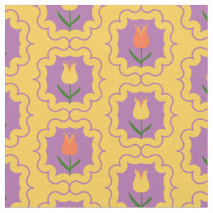 Vår tulpaner i ramar - Retro blomster mönster Tyg