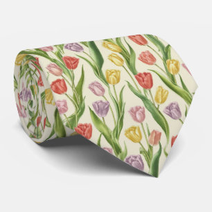 Vår Tulpanfält Blommigt Mönster Slips