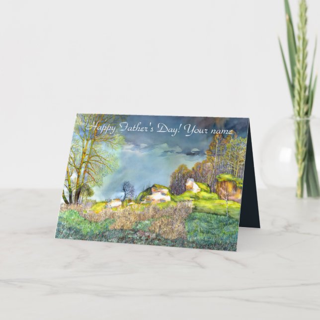 Vår: Tunderstorm måla Vattenfärg Kort (Framsida)