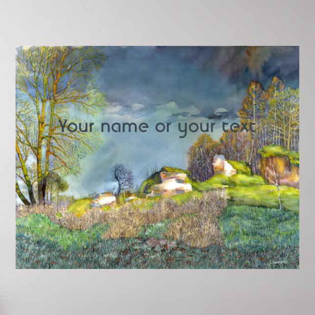 Vår: Tunderstorm måla Vattenfärg Poster (Framsidan)