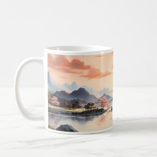 Vår tuschmålning kaffemugg (Vänster)