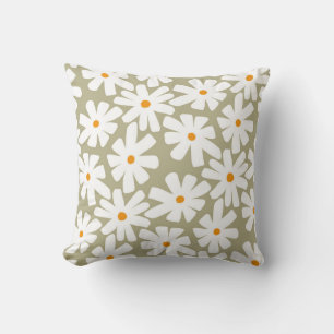 Vår tusenskönor blommande retro mönster salvia grö kudde