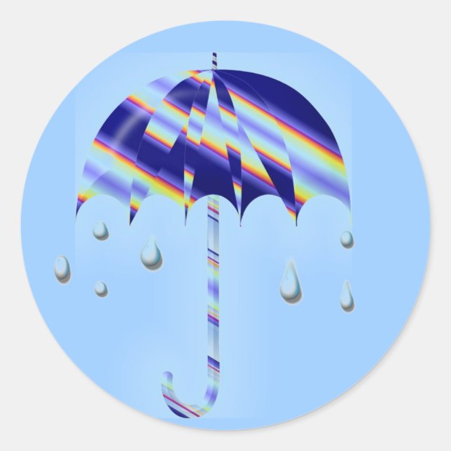 Vår Umbrella Runt Klistermärke (Framsida)