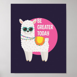 Var Underbarare i dag, Llama Wears Sunglasses Rosa Poster
