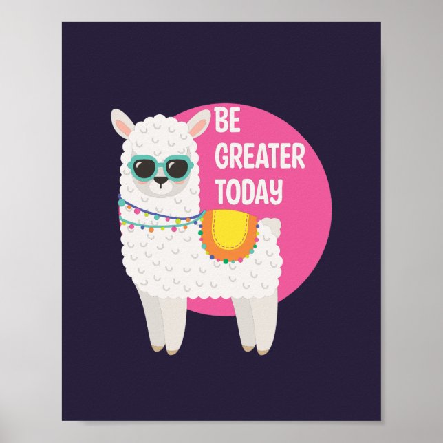 Var Underbarare i dag, Llama Wears Sunglasses Rosa Poster (Framsidan)