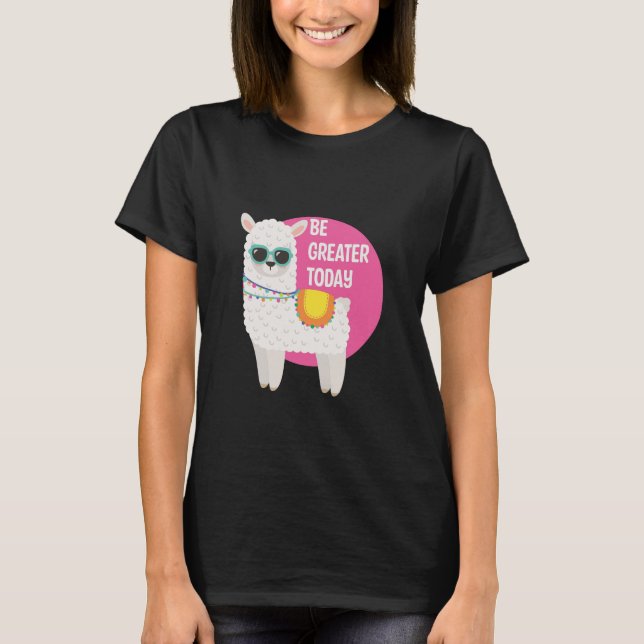 Var Underbarare i dag, Llama Wears Sunglasses Rosa T Shirt (Framsida)