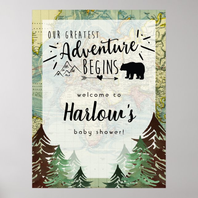 Vår Underbarare välkomstskylt för Äventyr Vintage  Poster (Framsidan)