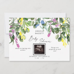Vår ungefär till Pop Ultrasound Wildblomma Baby Inbjudningar