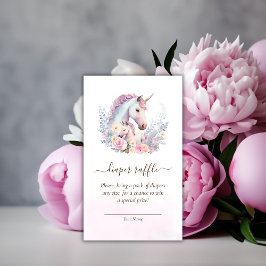 Vår Unicorn Baby Shower Diaper Raffle Tilläggskort