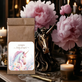 Vår Unicorn Baby Shower Fyrkantigt Klistermärke