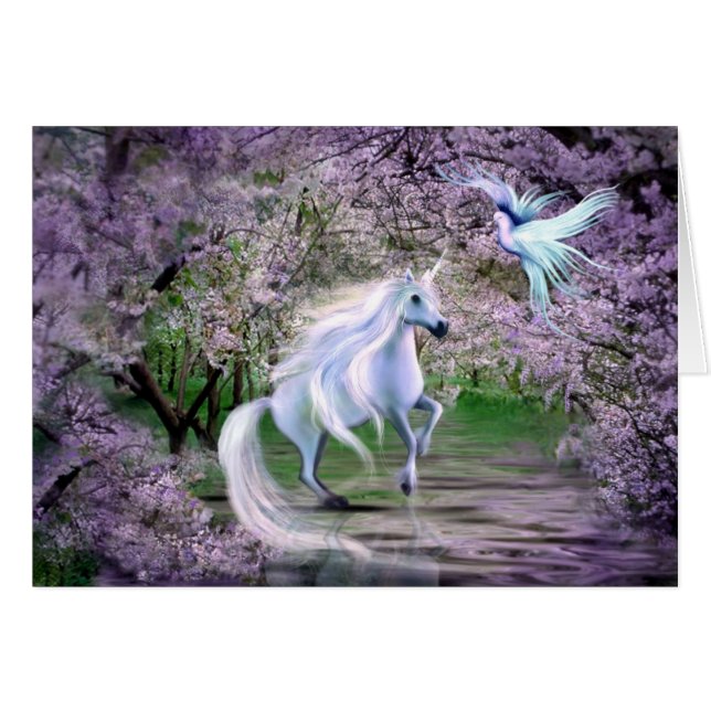 Vår Unicorn-fantasi Hälsningskort (Framsidan Horizontal)