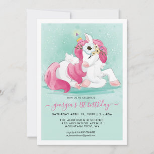 Vår Unicorn inbjudan till Little Bunny Party