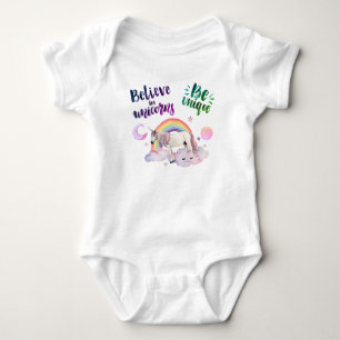Var unik Girly Måne Unicorns Rainbow T Shirt