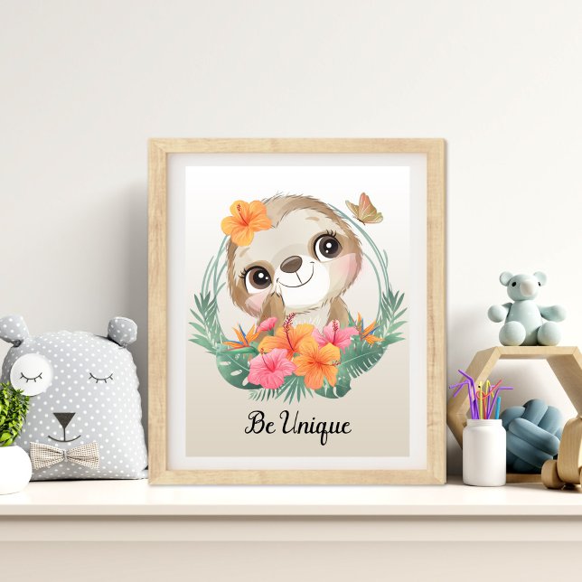 Var unik konst av djursköljning fototryck (Be Unique Animal Nursery Wall Art)