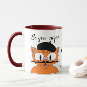 Var unik Personlig Tecknad Mustasch Katt Mugg