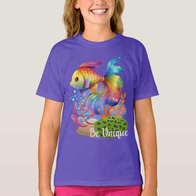 Var unik regnbågsfisk t shirt (Framsida)